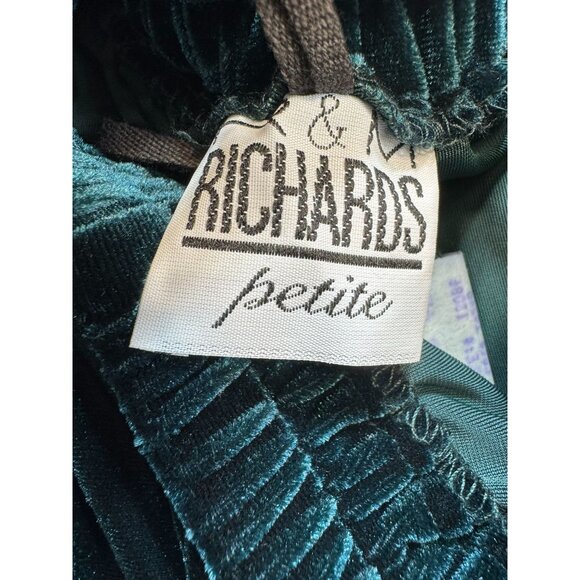 R& M Richards Womens Velour Pants Size 6P Emerald Green Elastic Waist - Picture 2 of 11